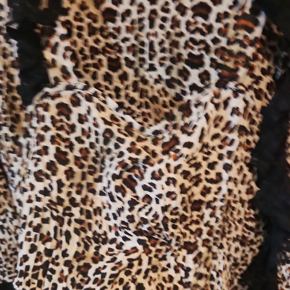 Agora Leopard Print Women's Top with Black Accents - Picture 4 of 7